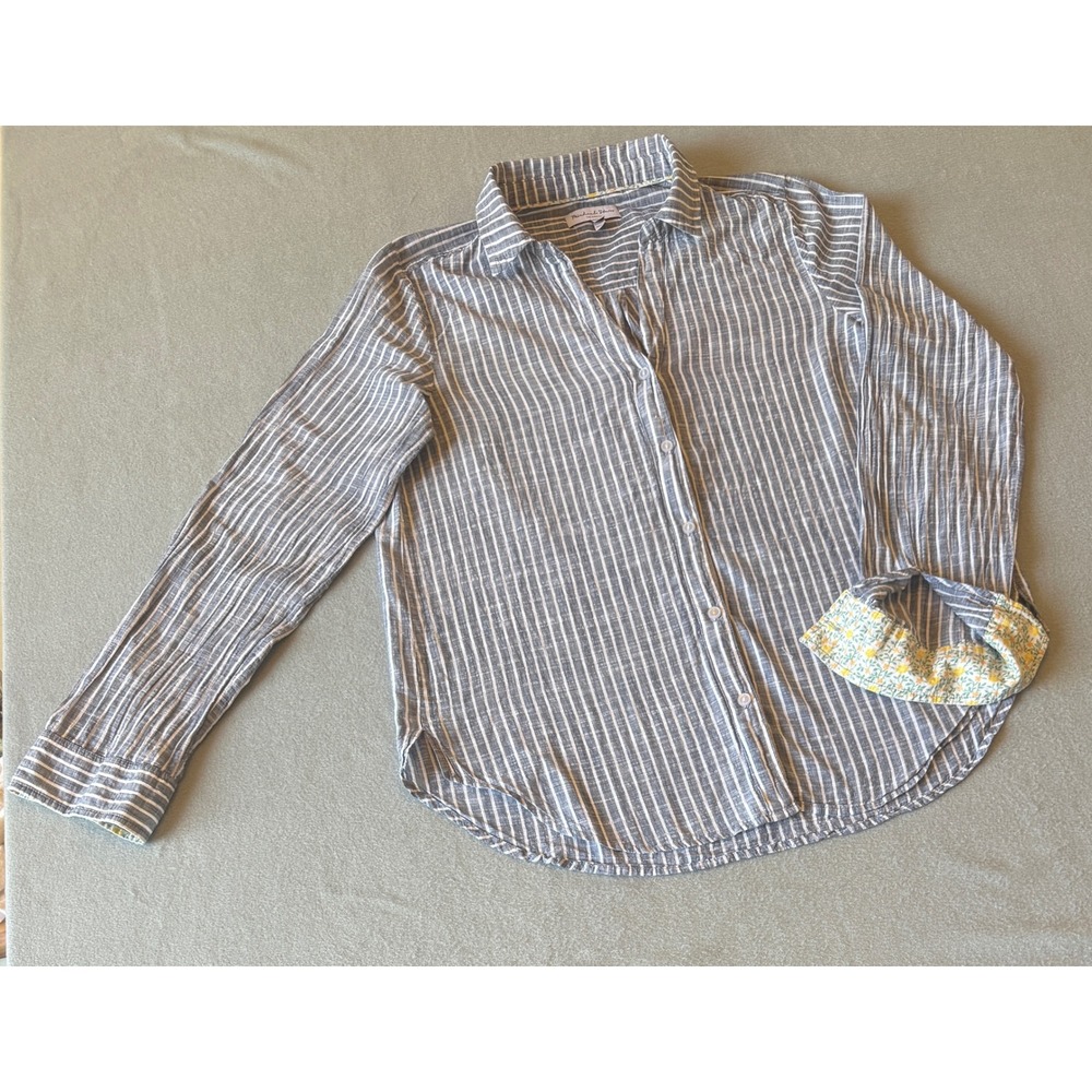 Michael Stars Women's Blouse Size Large 
Gray/Blue Color  with White Stripes